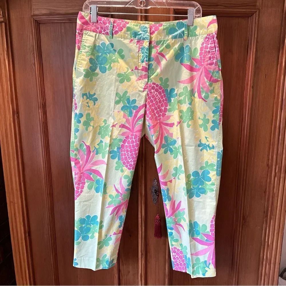 Lilly Pulitzer pink pinnacle cotton pants ‘90’s vintage cropped women’s sz 12